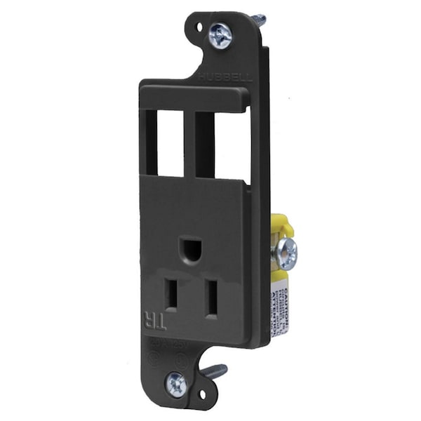 Hubbell Wiring Device-Kellems J-Load Media Outlet, 15A 125V, Tamper Resistant Receptacle, 2-Port, Decorator Frame, Black RJ65BKTR - main